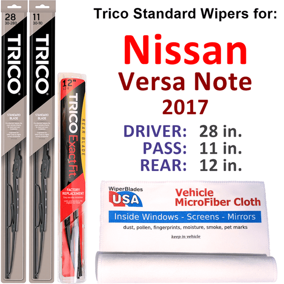 2017 Nissan Versa Note Wiper Blades (Set of 3) w/Rear Wiper