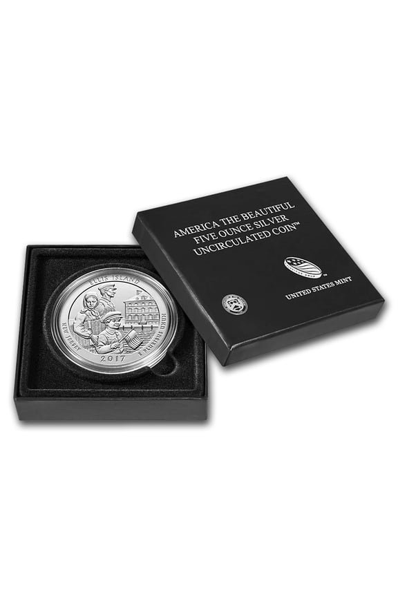 2017-P 5 oz Silver ATB Ellis Island (w/Box & COA)