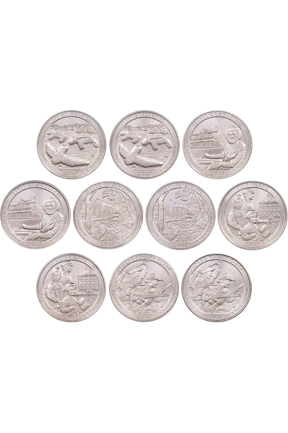 2017 P&D National Park Quarter 10 Coin Set Uncirculated Mint State 25c