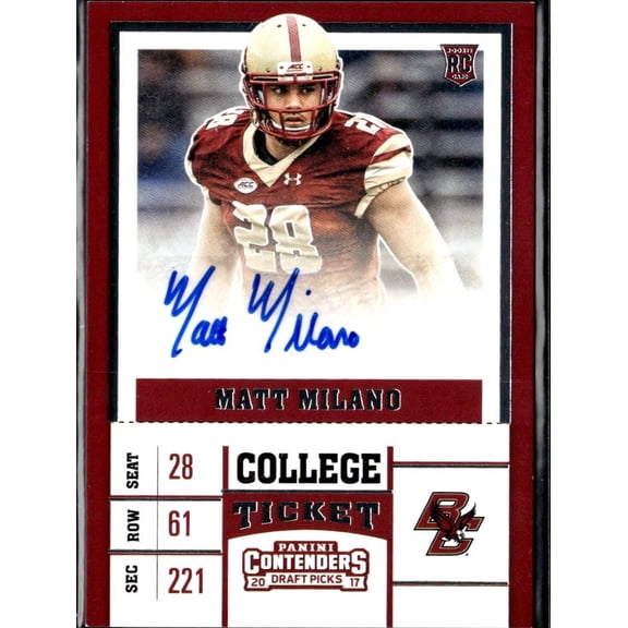 2017 Panini Contenders Draft Picks College Ticket Matt Milano #271 RC Auto