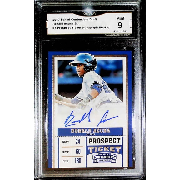 2017 Panini Contenders Draft Prospect Ticket Autograph #7 Ronald Acuna Jr. Rookie RC Atlanta Braves GMA 9 MINT MLB
