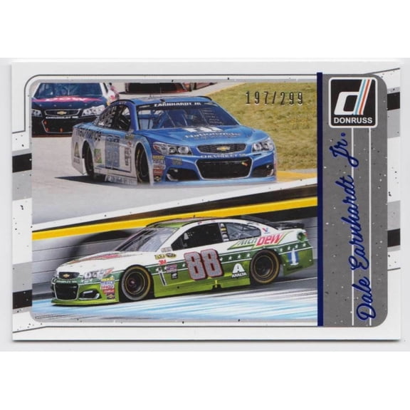 2017 Panini Donruss Duals Blue Foil Dale Earnhardt Jr #100 Parallel Serial #100 Racing Card