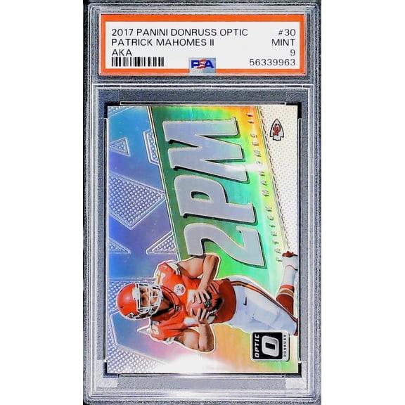 2017 Panini Donruss Optic AKA 2PM Holo #30 Patrick Mahomes II Kansas City Chiefs RC Rookie Card PSA 9 MINT Serial Number