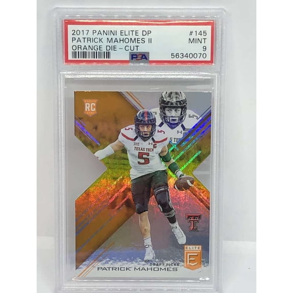 2017 Panini Elite Draft Picks Orange Die Cut #145 Patrick Mahomes II Texas Tech Red Raiders RC Rookie Card PSA 9 MINT