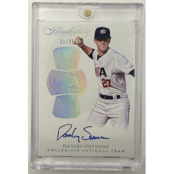2017 Panini Flawless Ruby RPA-DS2 Dansby Swanson Auto RPA Braves Rookie Memorabilia Atlanta Braves MLB Autographed Baseball Trading Card