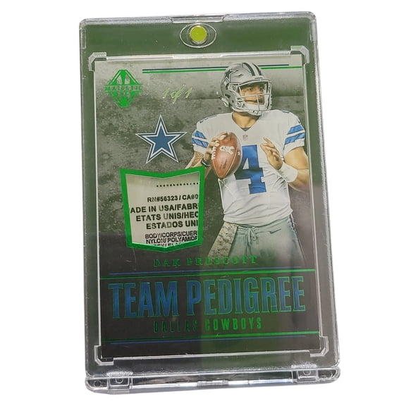 2017 Panini Majestic Team Pedigree Dak Prescott Dallas Cowboys #DC-DP Laundry Tag Player-Worn Material Football Card