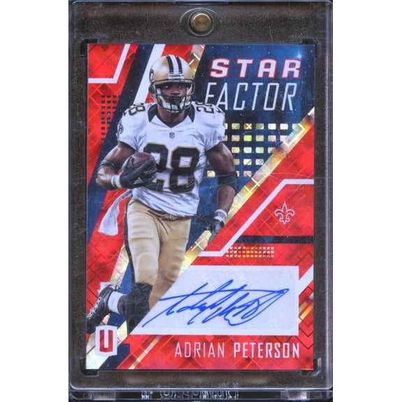 2017 Panini Unparalleled Star Factor Adrian Peterson #SF-AP /10 New Orleans Saints NFL Autographed Football Trading Card