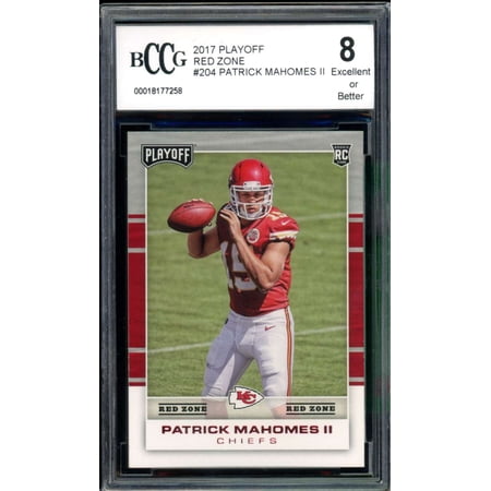 2017 Playoff Red Zone #204 Patrick Mahomes Rookie Card BGS BCCG 8 Excellent+