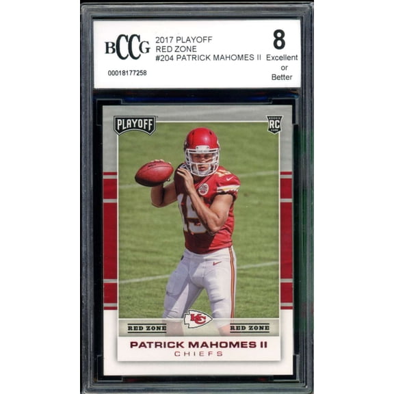 2017 Playoff Red Zone #204 Patrick Mahomes Rookie Card BGS BCCG 8 Excellent+