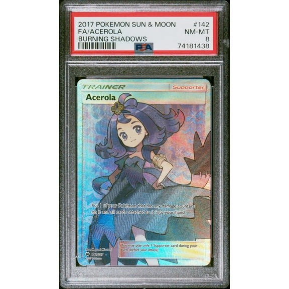 2017 Pokémon Sun & Moon Burning Shadows Acerola Full Art #142 PSA 8