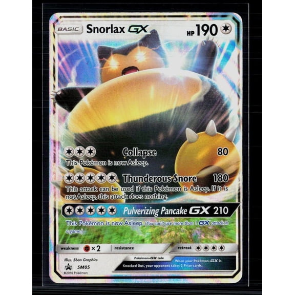 2017 Pokmon Sun & Moon Snorlax GX Holo Black Star Promo SM05 English