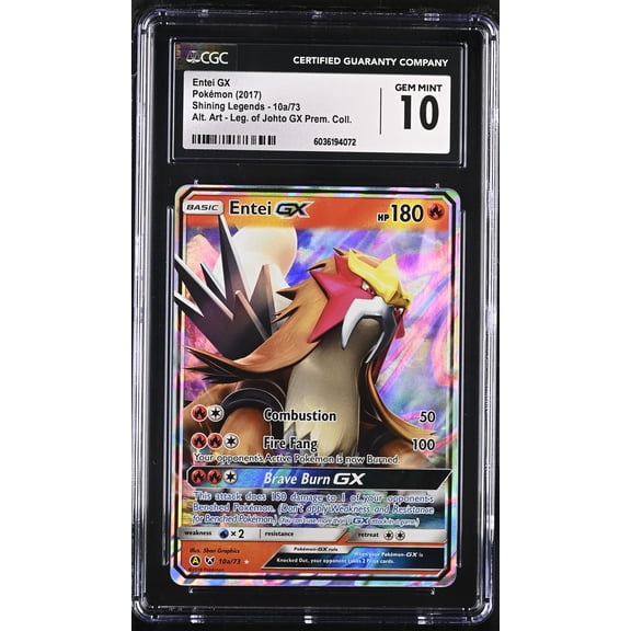 2017 Pokemon Shining Legends Entei GX Leg. of Johto GX Prem. Coll. CGC 10 #10a/73