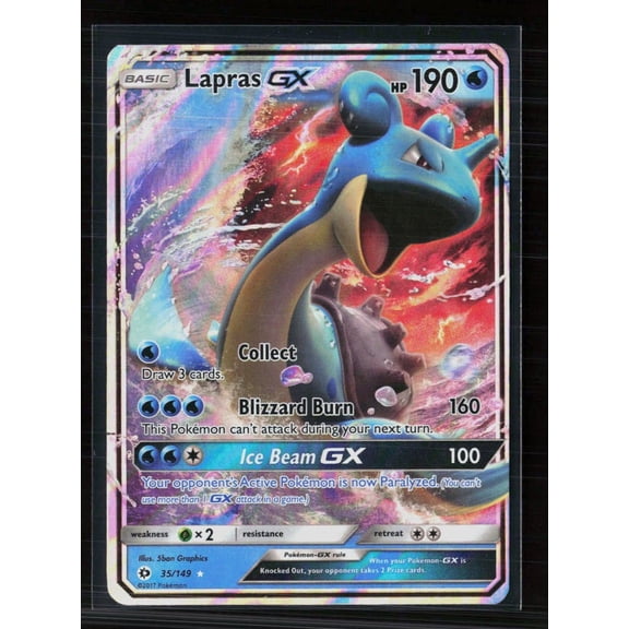 2017 Pokemon Sun & Moon Lapras GX Holo Rare 35/149 English Trading Card