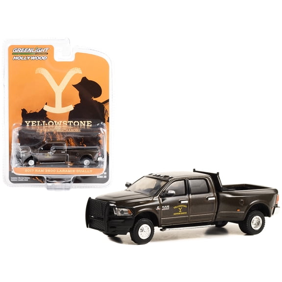 2017 Ram 3500 Laramie Dually Pickup Truck Brown Metallic "Yellowstone" (2018-Current) TV 1/64 Diecast Model Car by Greenlight