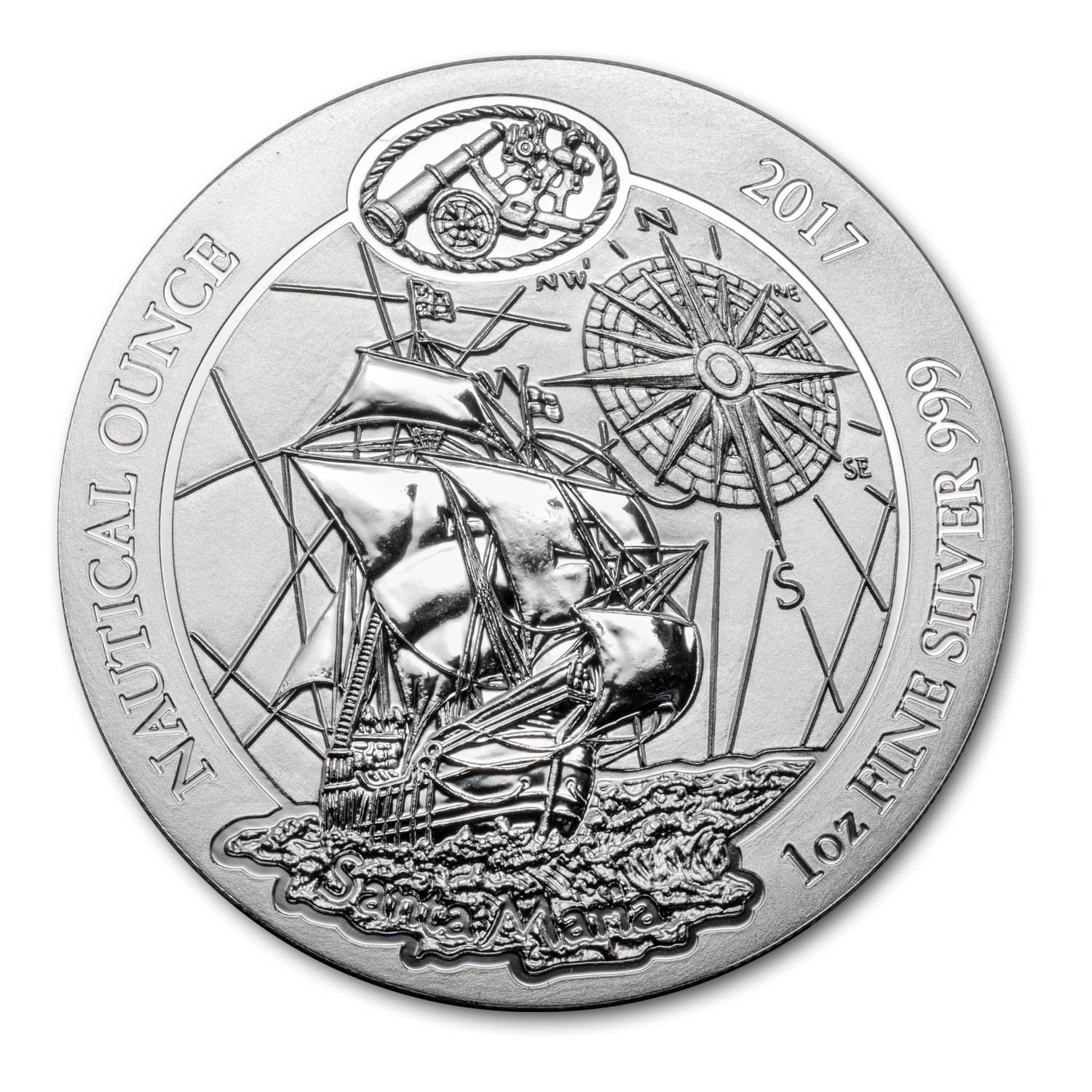 海外輸入盤　Unanswered Question 1-6 2017 1 Oz Rwanda Nautical Ounce Santa Maria Silver Bullion Coin