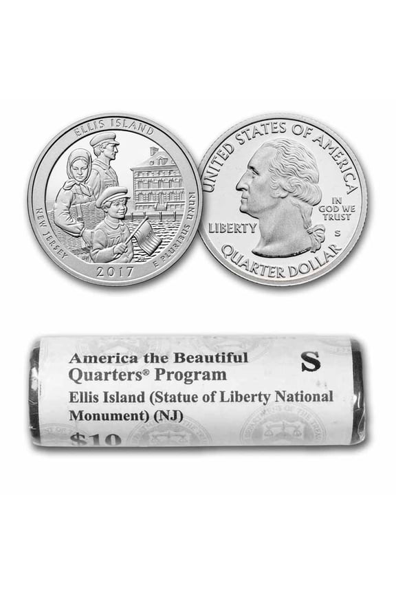 2017-S ATB Quarter Ellis Island Monument 40-Coin Roll Gem Proof