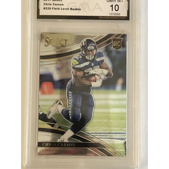 2017 Select Football Field Level #229 Chris Carson RC Rookie Seattle Seahawks GMA 10 Panini Trading Card (Serial Number May Vary)