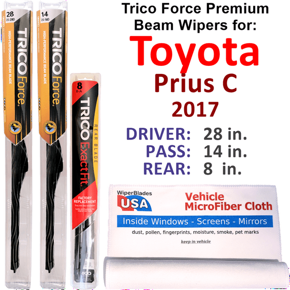 2017 Toyota Prius C Performance Beam Wipers (Set of 3) w/Rear Wiper