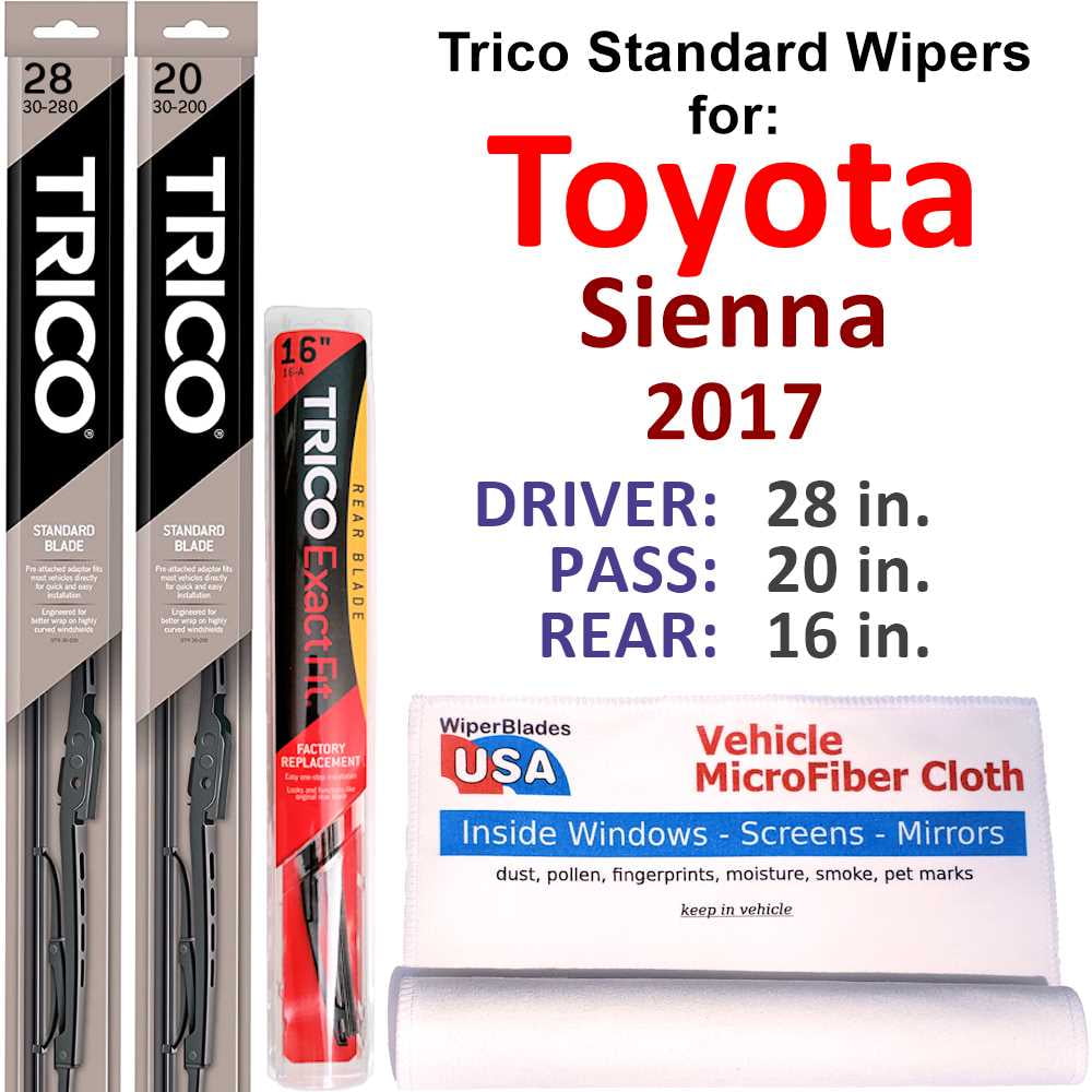 Toyota Sienna Wiper Blade Size