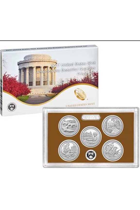 2017 U.S. Proof Quarter Parks (ATB) Set Gem DCAM Clad - 5 Coins OGP