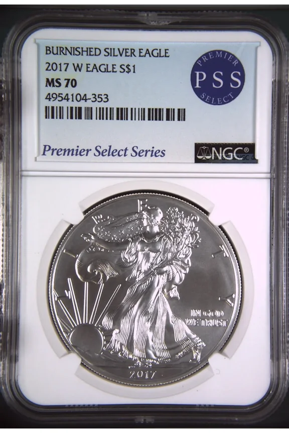2017 W Bullion Silver Eagles NGC MS-70 W BURNISHED SILVER EAGLE