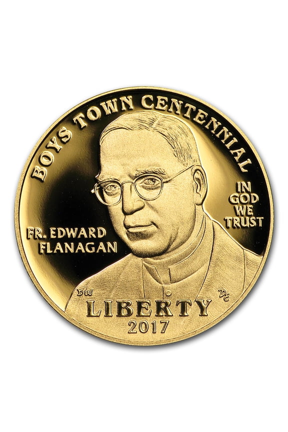 2017-W Gold $5 Commem Boys Town Centennial Proof (w/Box & COA)