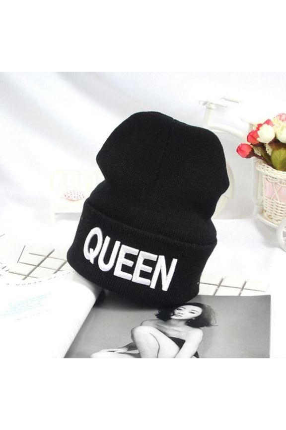 2017 Winter Warm Skullies Beanies Knit KING QUEEN Hat Skullies Bonnet Hats For Men Women Beanie Ski Embroidery Cap S4