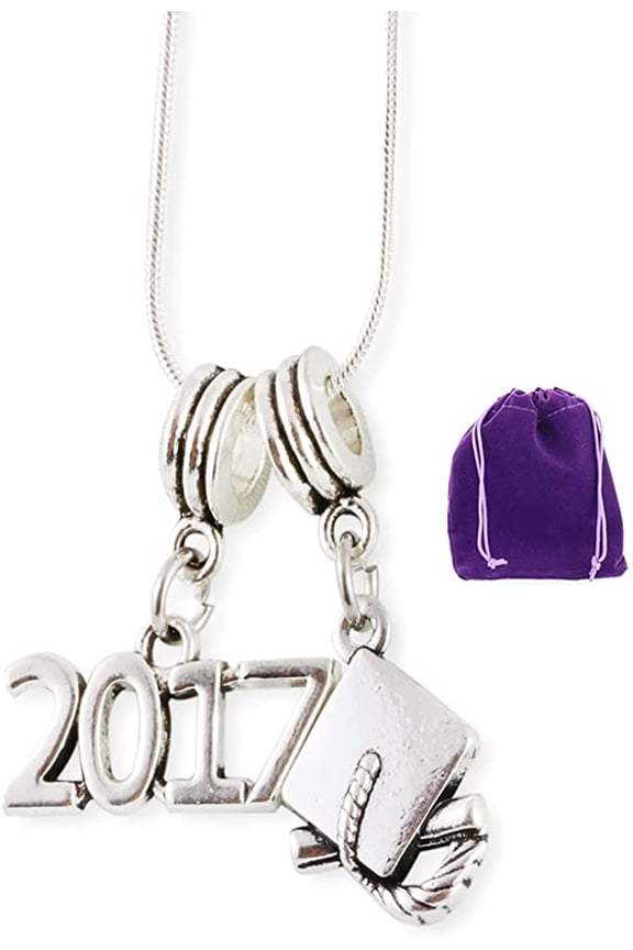 2017 and Graduation Cap Snake Chain Necklace