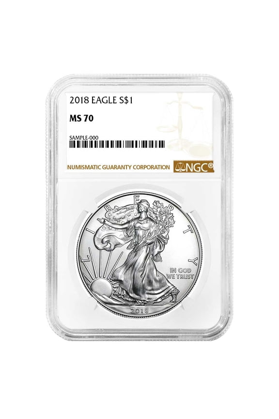 2018 $1 American Silver Eagle NGC MS70 Brown Label