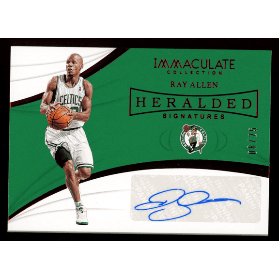 2018-19 Panini Immaculate Collection Ray Allen Ruby Auto HS-RAL 08/25 HOF Celtics Boston Celtics NBA Autographed Basketball Trading Card