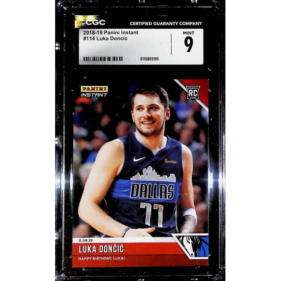 2018-19 Panini Instant #114 Luka Doncic CGC MINT 9 RC Rookie Dallas Mavericks (Serial Number May Vary)