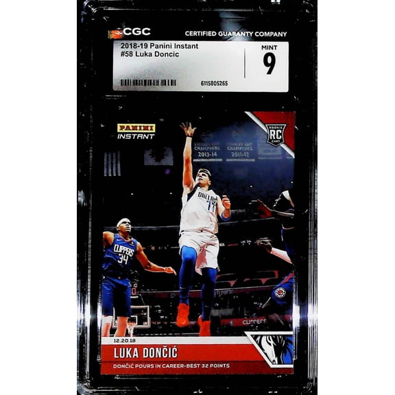 2018-19 Panini Instant #58 Luka Doncic CGC MINT 9 RC Rookie Dallas Mavericks (Serial Number May Vary)