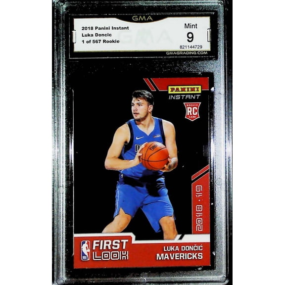 2018-19 Panini Instant First Look #FL-3 Luka Doncic RC Rookie Dallas Mavericks 1 OF 567 Graded MINT GMA 9  Official NBA Basketball Trading Card by Pan
