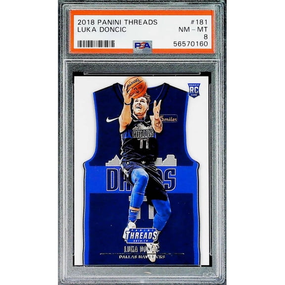 2018-19 Panini Threads 181 Luka Doncic Dallas Mavericks RC Rookie Card PSA 8 NM-MT