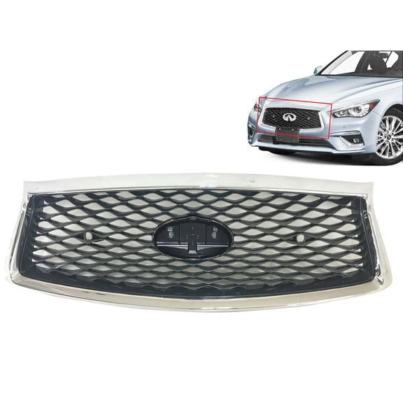 2018-2020 Compatible With Infiniti Q50 Q50s Grille Front Bumper Upper Grille With Camera Option & Sensor Holes