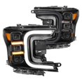 thumbnail image 1 of 2018-2020 Ford F-150 Full LED Projector Smoke Bar Style Headlights, Black & Amber, 1 of 1