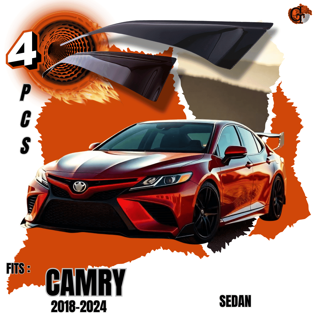 GIT Rain Guard Side Window Wind Deflector for 2018-2024 Toyota Camry: Out-Channel, Easy Mount, Tinted Smoke Black
