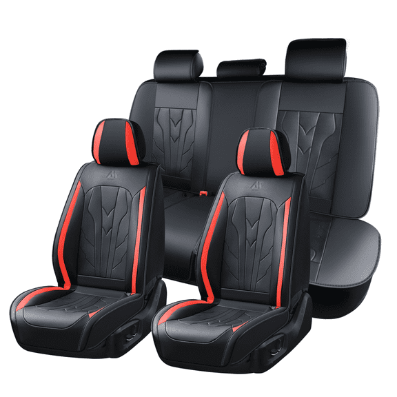 2018-2026 Car Seat Cover for Land Rover Range Rover Velar, Red Edge Car Seat Covers, Waterproof PU Leather, 5 Seats Full Set, Easy to Clean and Install, Wear Resistance, Suitable for All Seasons
