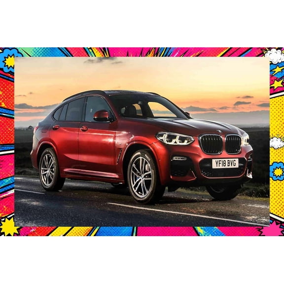 2018 BMW X4 M Sport UK Style B - Pop Art Edition | 20x30 Inch Laminated Poster | Vibrant Colors & Stunning Detail Wall Art