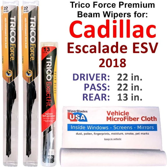 2018 Cadillac Escalade ESV Performance Beam Wipers (Set of 3) w/Rear Wiper