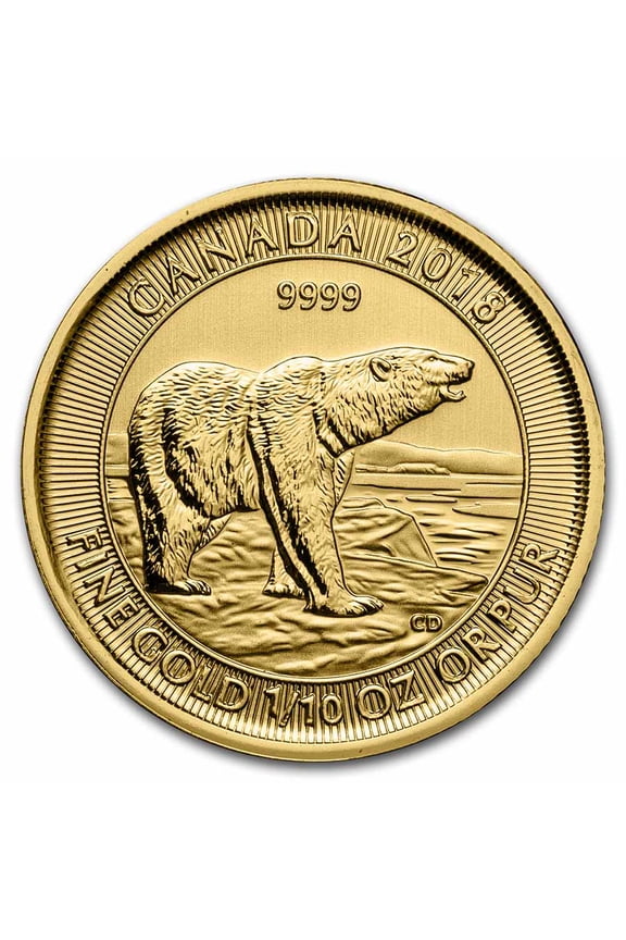 2018 Canada 1/10 oz Gold $5 Polar Bear BU