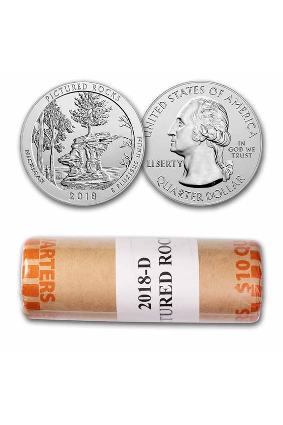 2018-D ATB Quarter Pictured Rocks Lakeshore BU 40-Coin Roll