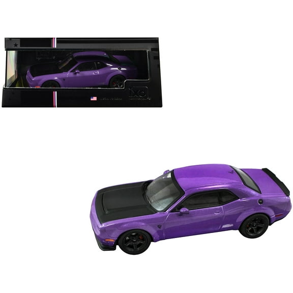 2018 Dodge Challenger SRT Demon Plum Crazy Metallic with Matt Black Hood 1/43 Diecast Model Car by IXO Models