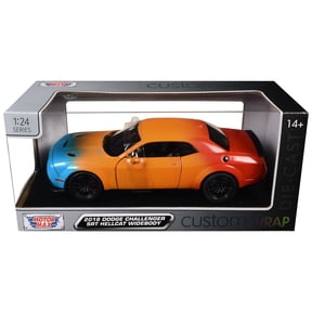 2018 Dodge Challenger SRT Hellcat Widebody Blue, Orange and Red Gradient "Custom Wrap" Series 1/24 Diecast Model Car by Motormax