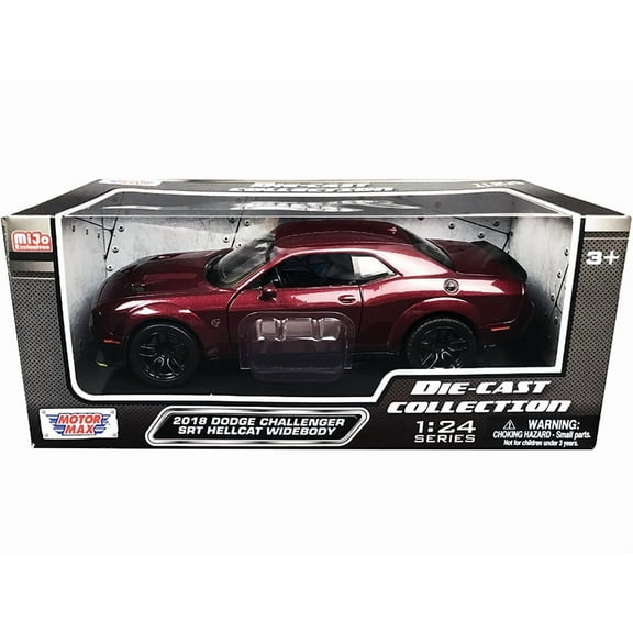 2018 Dodge Challenger SRT Hellcat Widebody Burgundy Metallic "Die-Cast Collection" Series 1/24 Diecast Model Car by Motormax