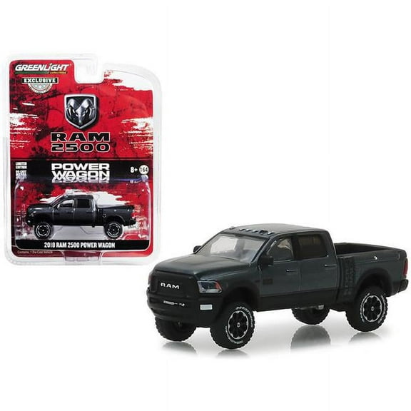Greenlight Diecast Car 2018 Dodge Ram 2500 Power Wagon Pickup Truck Granite Crystal Dark Gray 1/64