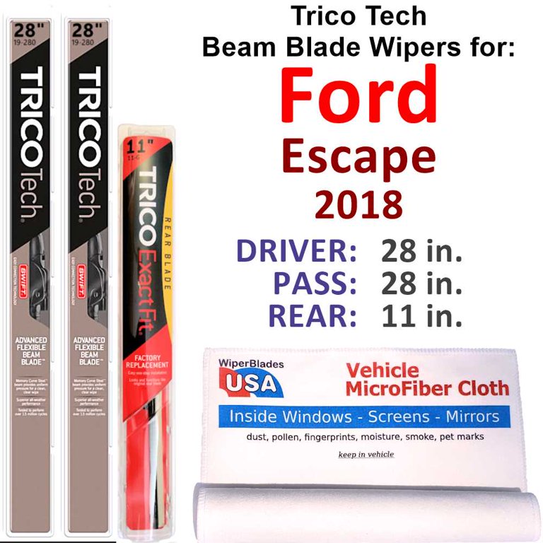 2018 Ford Escape Beam Blade Wipers (Set of 3) w/Rear Wiper