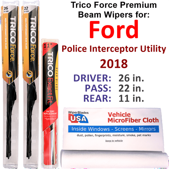 2018 Ford Police Interceptor Utility Performance Beam Wipers (Set of 3) w/Rear Wiper