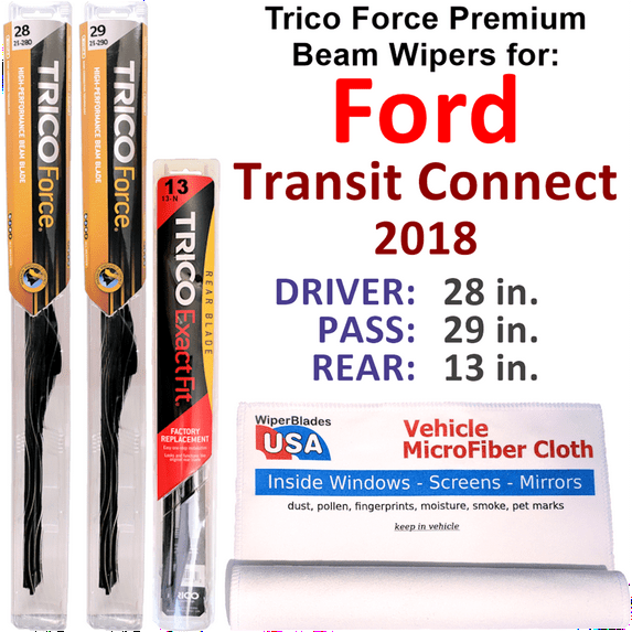 2018 Ford Transit Connect Performance Beam Wipers (Set of 3) w/Rear Wiper