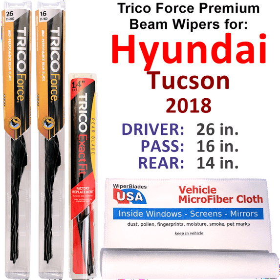 2018 Hyundai Tucson Performance Beam Wipers (Set of 3) w/Rear Wiper